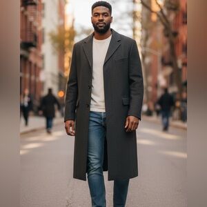 Brooks Brothers Dark Gray Wool Overcoat | Men’s 42L Classic Minimalist